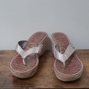 Sam Edelman ROMY Metallic Designed Platform Sandals size 8